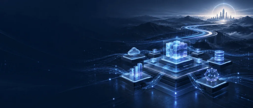 Digital architectural blueprint and strategic roadmap showing business-aligned enterprise planning